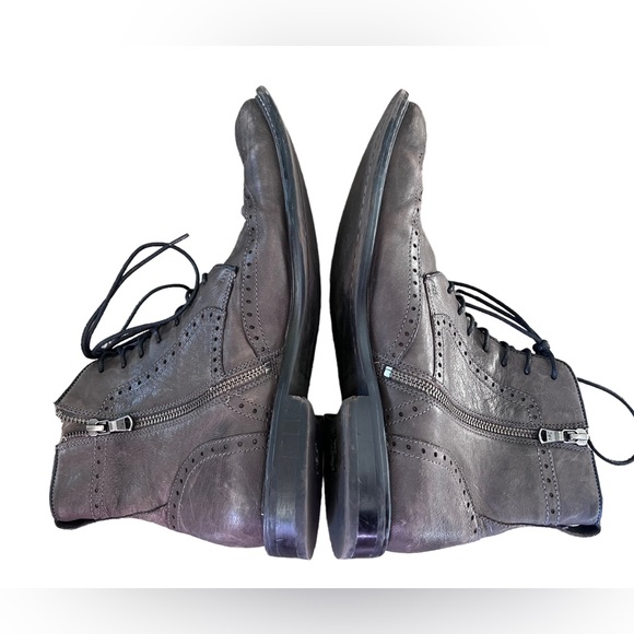 JOHN Varvatos Men CHUKKA laces up side Zipper Distressed Gray Boots SZ 9.5 - Picture 5 of 6